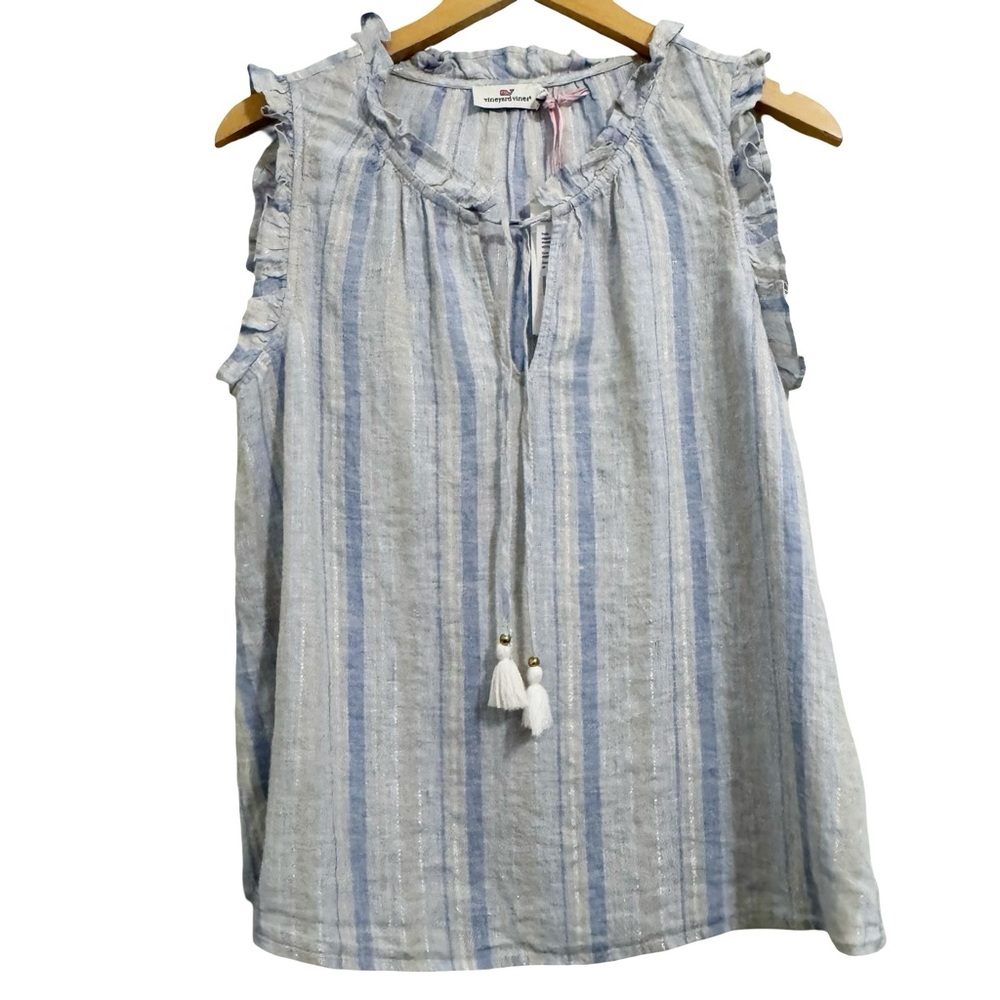 Vineyard Vines Linen Ruffle Top NWT Medium